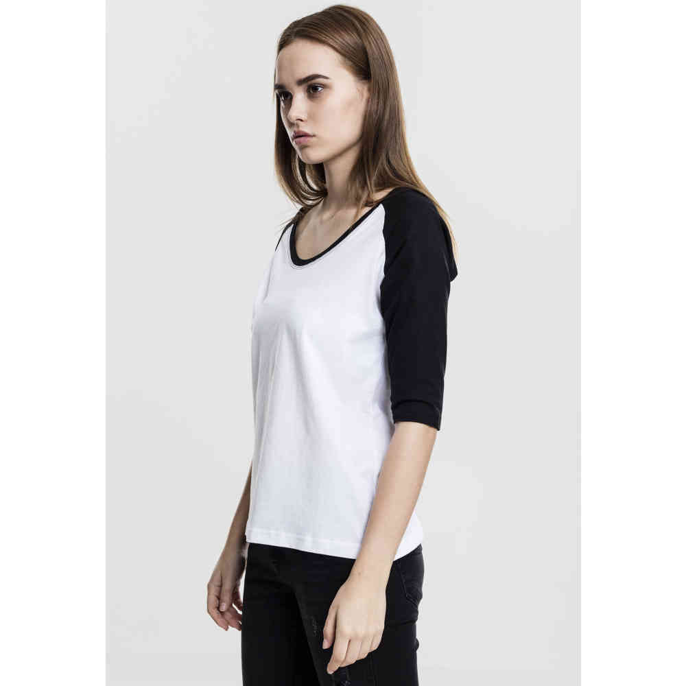 Urban Classics - 3/4 Contrast Raglanärmel top - Weiß/Schwarz